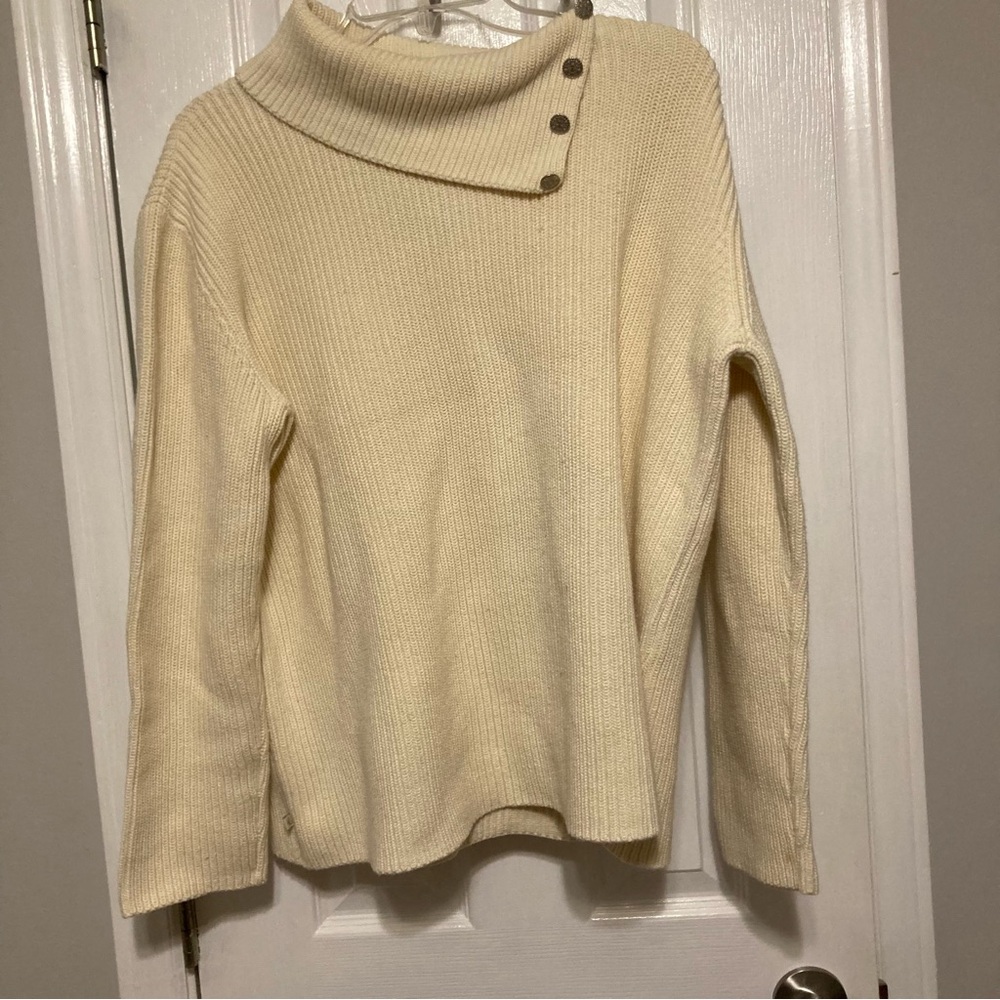 Vintage Ralph Lauren Cream Cowl Button Neck Sweater